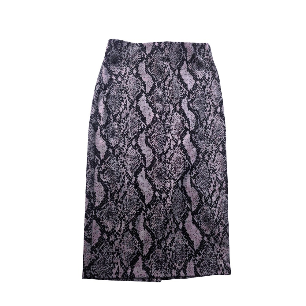 ECI New York Womens Grey Black Snakeskin Print Stretch Pencil Midi Skirt XS‎